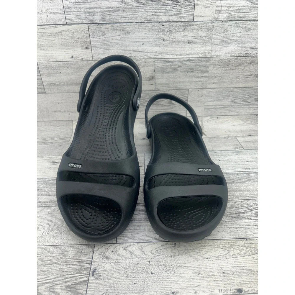 Crocs Cleo II Black Dual Strap Slingback Comfort Sandals Womens Size 9